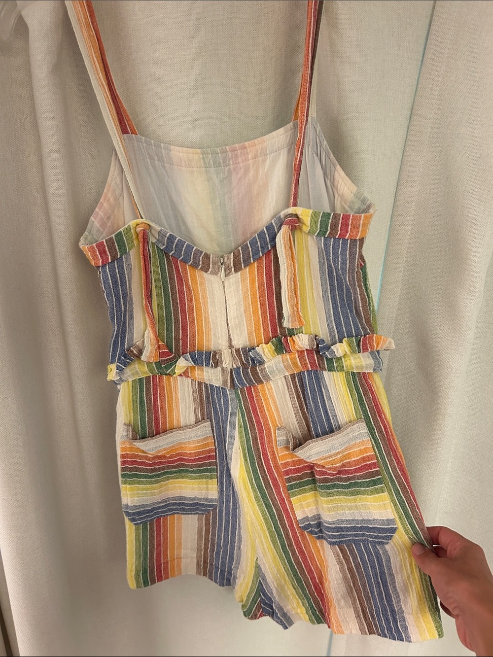 Saylor Rainbow Stripe Tie-Waist Romper - Multicolor - Picture 3 of 3